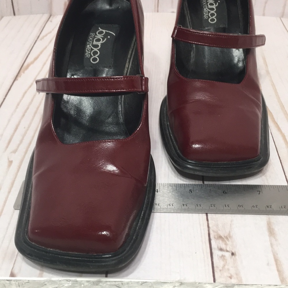 Wine Mary Jane square toe block heel Vintage EU39 - Picture 14 of 15
